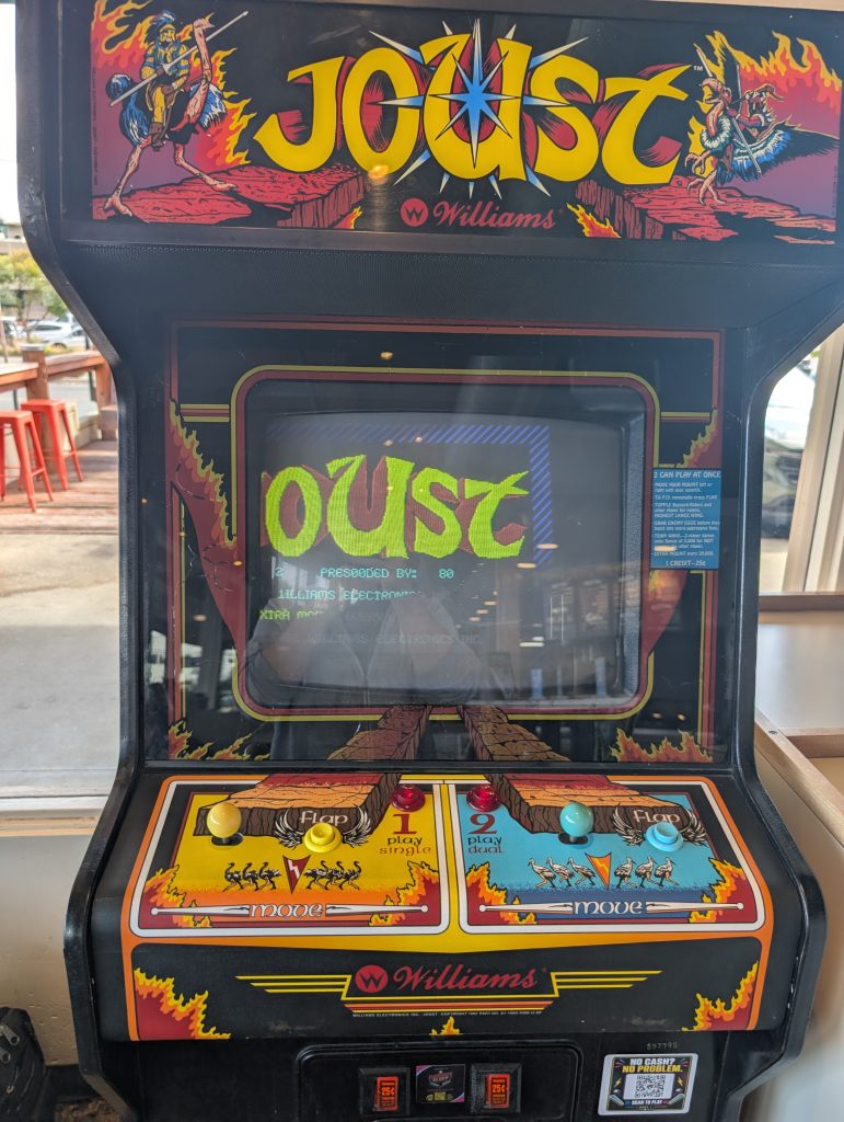 Joust screen showing the picture snapped to the left with blue hatching on the right